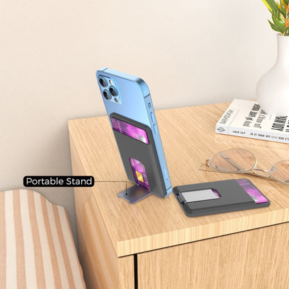 For IPhone 15 AhaStyle PT133-H Phone Magnetic Card Holder Stand Organizer Card Case(Black) - Adhesive Card Holders by AhaStyle | Online Shopping UK | buy2fix