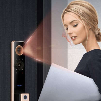 LOCSTAR T100A  3D Face Recognition Fingerprint Code Card Digital Door Lock(Rose Gold) - Door Lock by LOCSTAR | Online Shopping UK | buy2fix