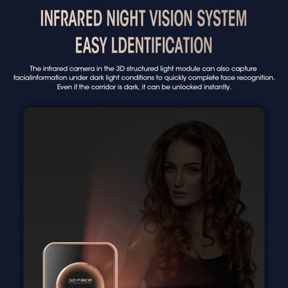 LOCSTAR T100A  3D Face Recognition Fingerprint Code Card Digital Door Lock(Rose Gold) - Door Lock by LOCSTAR | Online Shopping UK | buy2fix