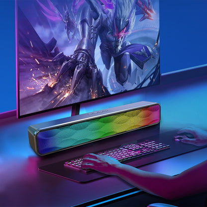 RGB Colorful Lighting Effect Desktop Long USB Wireless Bluetooth Speaker(Black) - Desktop Speaker by buy2fix | Online Shopping UK | buy2fix