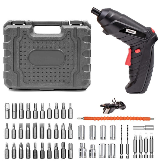 HILDA 47pcs /Set Multi-Function Li-Ion Screwdriver Mini Screwdriver(Black) by HILDA