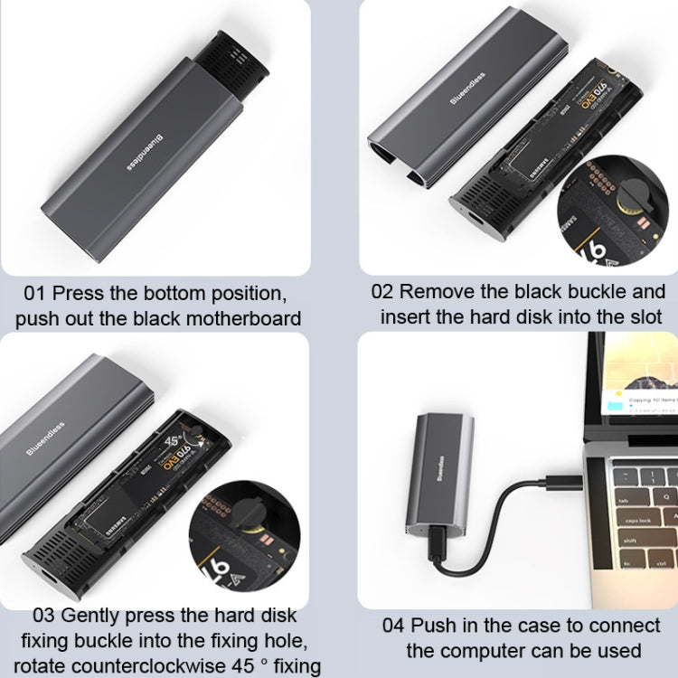 Blueendless 2810 General Dual Protocol Wiring 2-in-1 M.2 Mobile Hard Disk Case SSD External Solid Hard Drive Enclosure Box - HDD Enclosure by Blueendless | Online Shopping UK | buy2fix