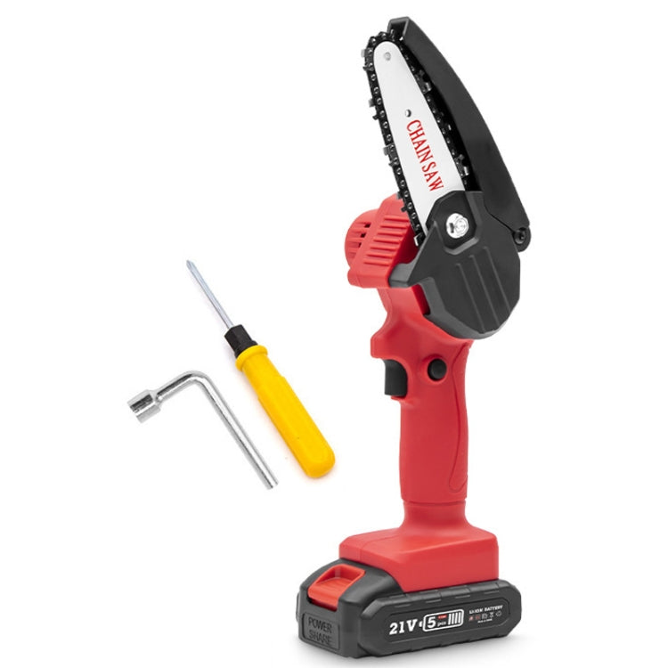 HILDA Rechargeable Cordless Mini Electrical Chain Saw Logging Tools Plastic Package, Model: US Plug With 1 Battery Red - Electric Saws & Accessories by HILDA | Online Shopping UK | buy2fix