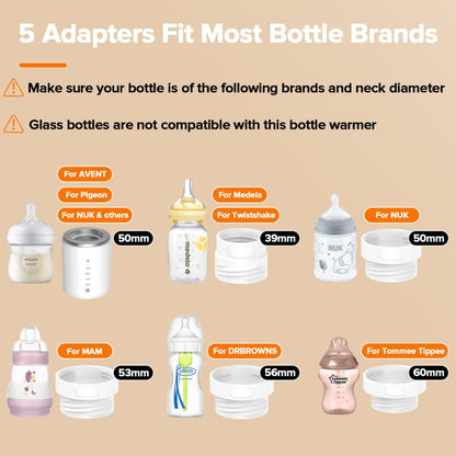 Baby Bottle Warmer 10000mAh USB Rechargeable Heater With 5 Adapter(English) - Baby Care by buy2fix | Online Shopping UK | buy2fix