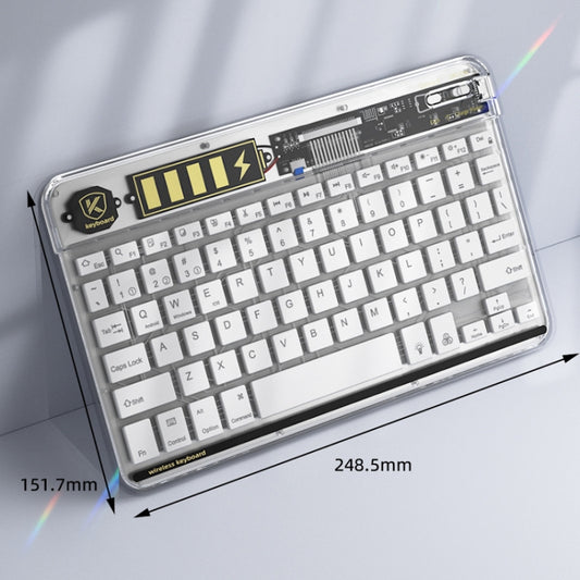 Transparent Lighting Bluetooth Keyboard 10 Inch Wireless Silent Keypad(White) by buy2fix