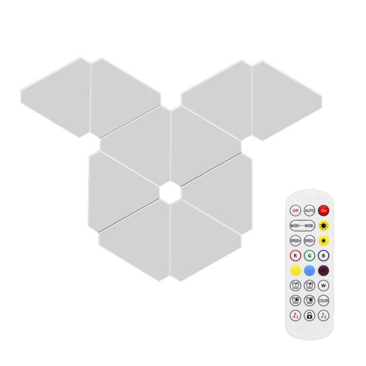10pcs /Set Triangle Splicing Intelligent Sound Control Quantum Light Atmosphere Lighting With Remote Control, US Plug(WiFi Model) by buy2fix