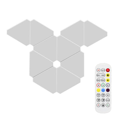 10pcs /Set Triangle Splicing Intelligent Sound Control Quantum Light Atmosphere Lighting With Remote Control, US Plug(WiFi Model) by buy2fix