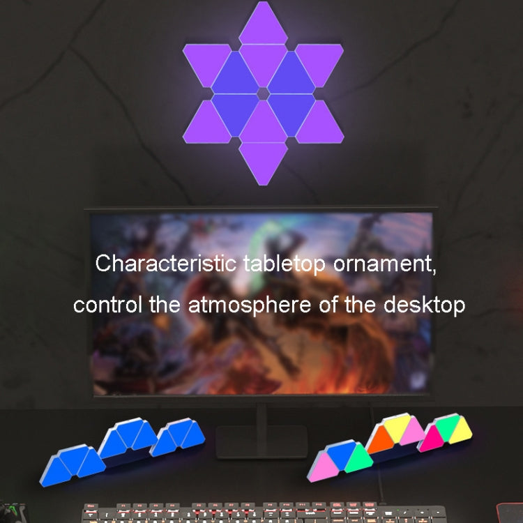 10pcs /Set Triangle Splicing Intelligent Sound Control Quantum Light Atmosphere Lighting With Remote Control, US Plug(WiFi Model) by buy2fix