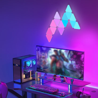 10pcs /Set Triangle Splicing Intelligent Sound Control Quantum Light Atmosphere Lighting With Remote Control, US Plug(WiFi Model) by buy2fix