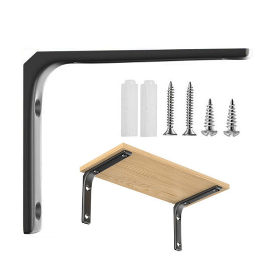 75x75mm Arc Triangle Bracket Stainless Steel I Type Support Holder With Screw(Black)