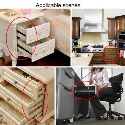 1 Pair 4 inch 10cm Thickened Three Sections Ball Slide Mute Drawer Track Rail by buy2fix