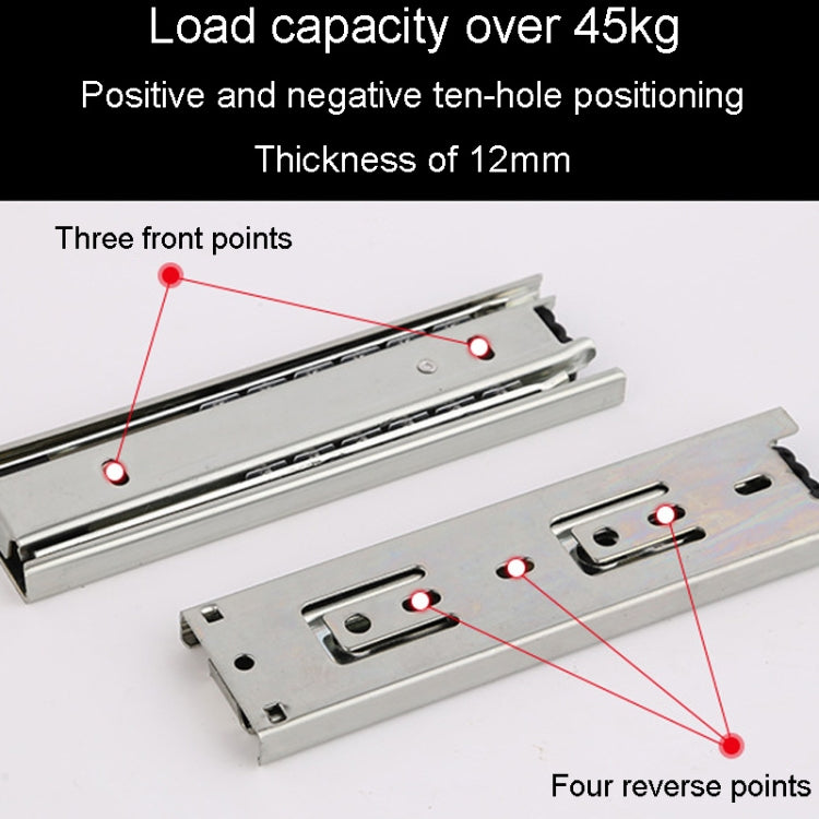 1 Pair 4 inch 10cm Thickened Three Sections Ball Slide Mute Drawer Track Rail by buy2fix