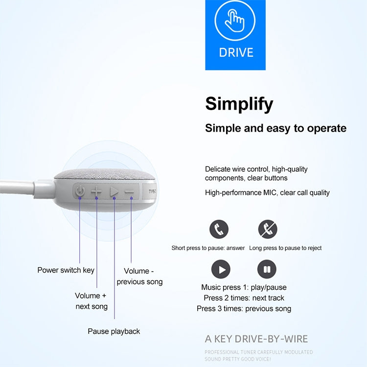 ROCKMIA  EBS-906 Neckband Bluetooth Speaker Waterproof Music Player Built-in Microphone(Grey) - Mini Speaker by ROCKMIA | Online Shopping UK | buy2fix