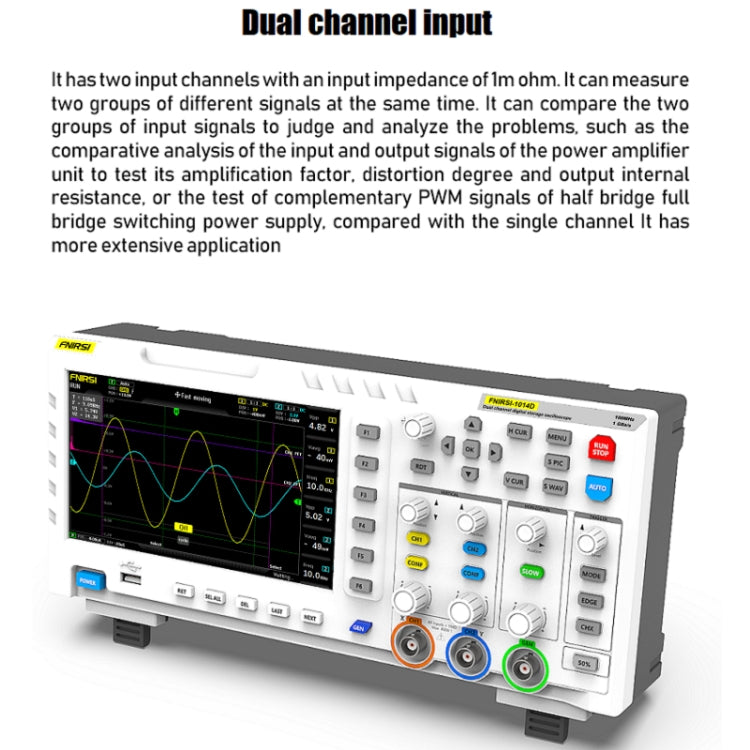 FNIRSI 2 In 1 Dual-Channel 100M Bandwidth Digital Oscilloscope 1GS Sampling Signal Generator, EU Plug 1014D +P4100 Probe - Digital Multimeter by FNIRSI | Online Shopping UK | buy2fix