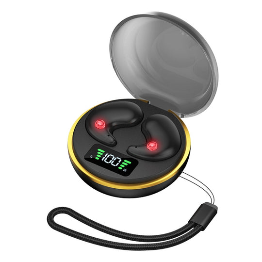Digital Display Invisible Mini Leisure Stereo Binaural Bluetooth Earphones With Charging Compartment(Black)