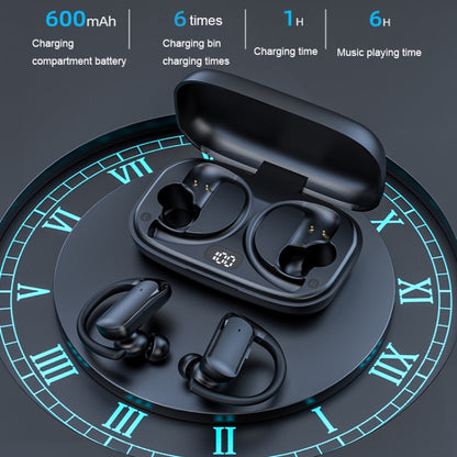 LED Power Digital Display Ear-mounted Sports Waterproof Wireless Bluetooth Earphones(Black) - Bluetooth Earphone by buy2fix | Online Shopping UK | buy2fix