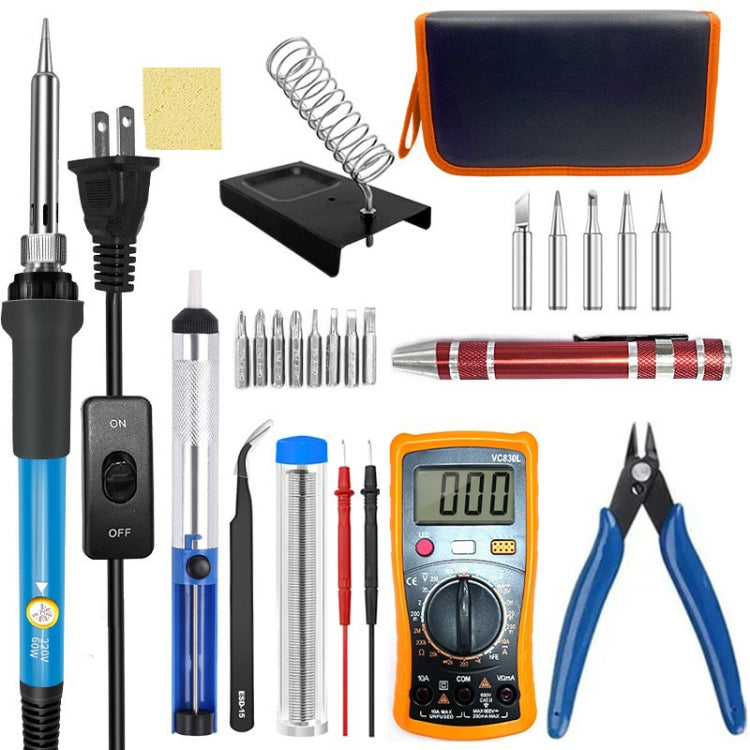 15-in-1 US Plug 60W Adjustable Temperature Soldering Iron Set with VC830L Digital Multimeter - Soldering Iron Set by buy2fix | Online Shopping UK | buy2fix