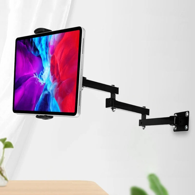 Wall Mount Tablet Cell Phone Stand Long Arm Stretchable Holder for 4-13 Inch Devices(3 Sections) - Shower & Wall Mounts by buy2fix | Online Shopping UK | buy2fix