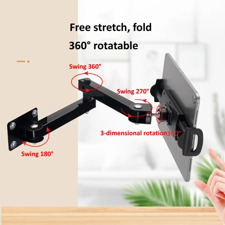 Wall Mount Tablet Cell Phone Stand Long Arm Stretchable Holder for 4-13 Inch Devices(3 Sections) - Shower & Wall Mounts by buy2fix | Online Shopping UK | buy2fix