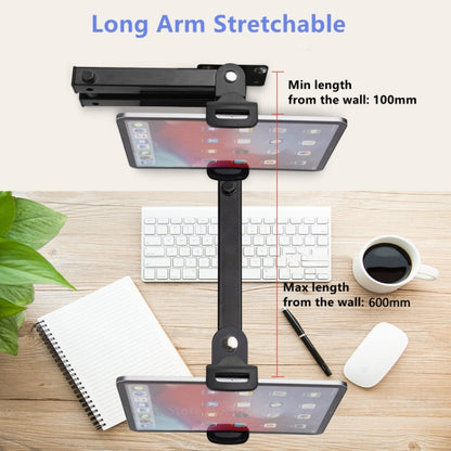 Wall Mount Tablet Cell Phone Stand Long Arm Stretchable Holder for 4-13 Inch Devices(3 Sections) - Shower & Wall Mounts by buy2fix | Online Shopping UK | buy2fix