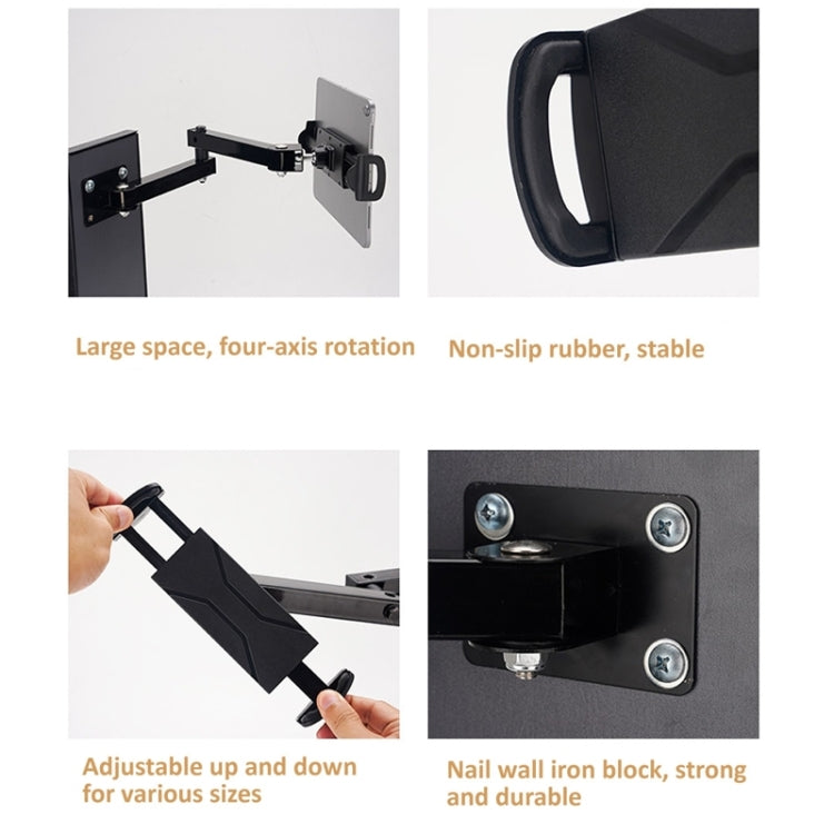 Wall Mount Tablet Cell Phone Stand Long Arm Stretchable Holder for 4-13 Inch Devices(3 Sections) - Shower & Wall Mounts by buy2fix | Online Shopping UK | buy2fix