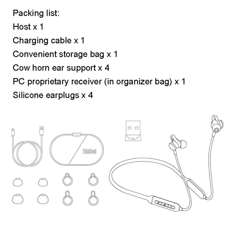 Lenovo ThinkBook UC100 Neckband Dual Wireless Bluetooth Earphone Cell Phone Computer Simultaneous Connection - Neck-mounted Earphone by Lenovo | Online Shopping UK | buy2fix