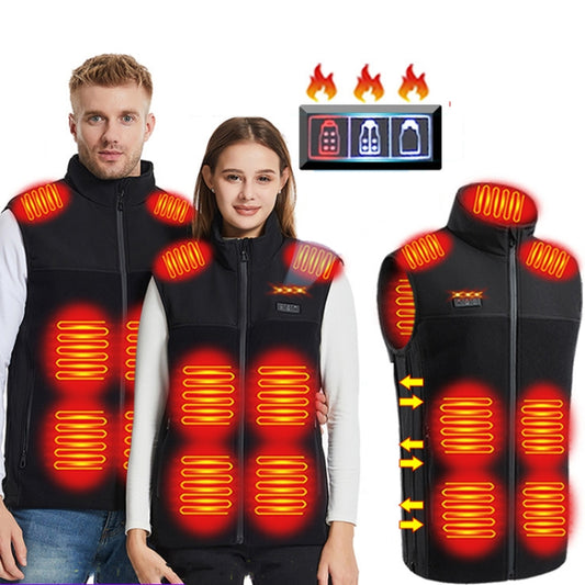 Heated Vest USB Charging Smart Heating Clothing 13 Zones Heating 3 Switch Control, Size: XL/2XL/3XL(Black) - Loose Coat by buy2fix | Online Shopping UK | buy2fix