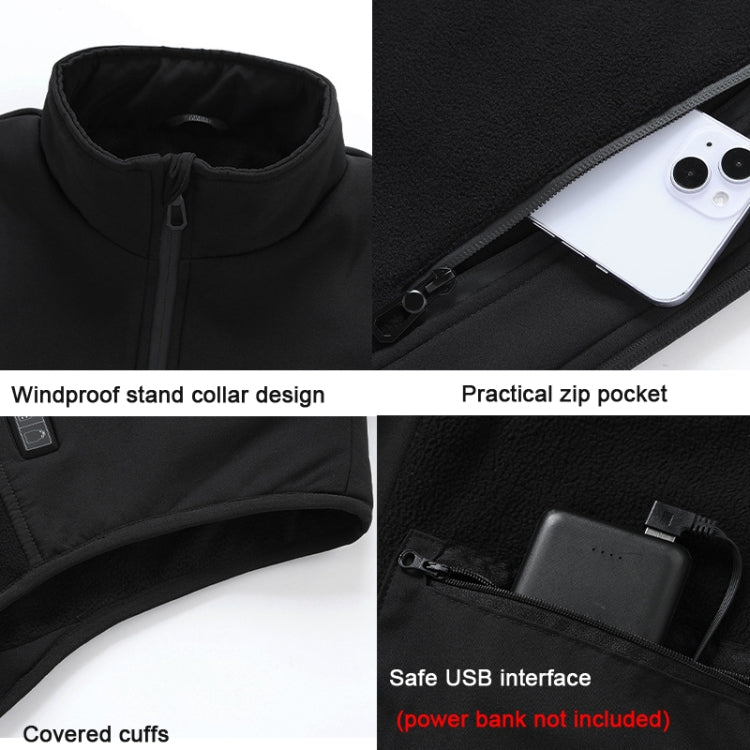 Heated Vest USB Charging Smart Heating Clothing 13 Zones Heating 3 Switch Control, Size: 7XL/8XL/9XL(Black) - Loose Coat by buy2fix | Online Shopping UK | buy2fix