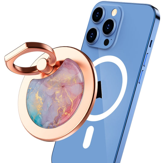 AhaStyle DD-01 Magsafe Aluminum Alloy Magnetic Suction Support Desktop Storage Base For IPhone 12/13/14/15 Series(Marble Colorful)