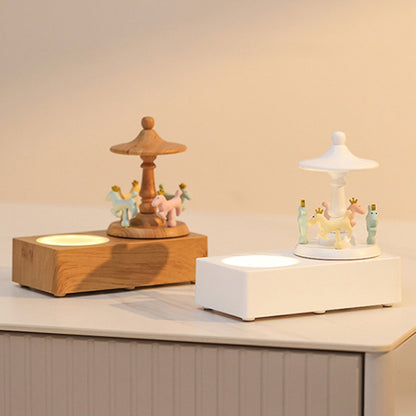 Carousel Shape Night Light Cute Wireless Bluetooth Speaker(Wood Grain) by buy2fix
