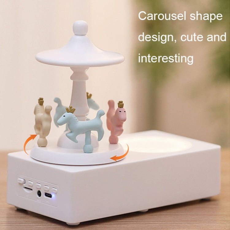 Carousel Shape Night Light Cute Wireless Bluetooth Speaker(Wood Grain) by buy2fix