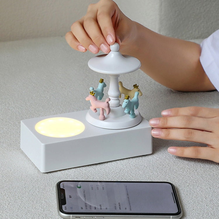 Carousel Shape Night Light Cute Wireless Bluetooth Speaker(Wood Grain) by buy2fix