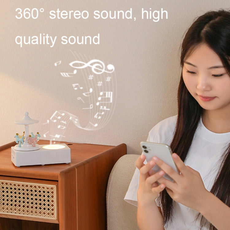 Carousel Shape Night Light Cute Wireless Bluetooth Speaker(Wood Grain) by buy2fix