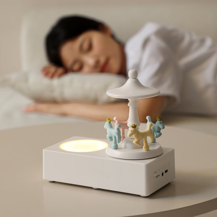 Carousel Shape Night Light Cute Wireless Bluetooth Speaker(Wood Grain) by buy2fix
