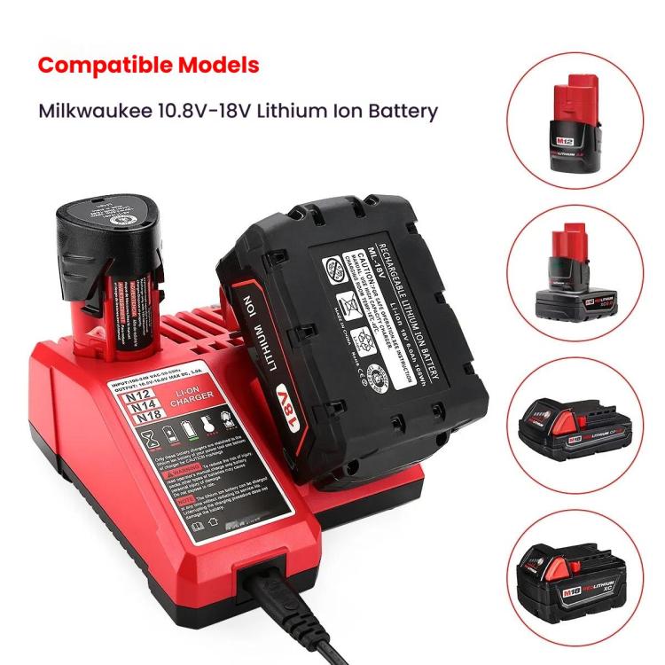 M12-18C For Milwaukee 18V Power Tools Battery Charger, Plug: EU by buy2fix