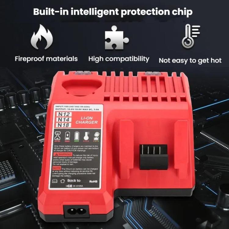 M12-18C For Milwaukee 18V Power Tools Battery Charger, Plug: EU by buy2fix