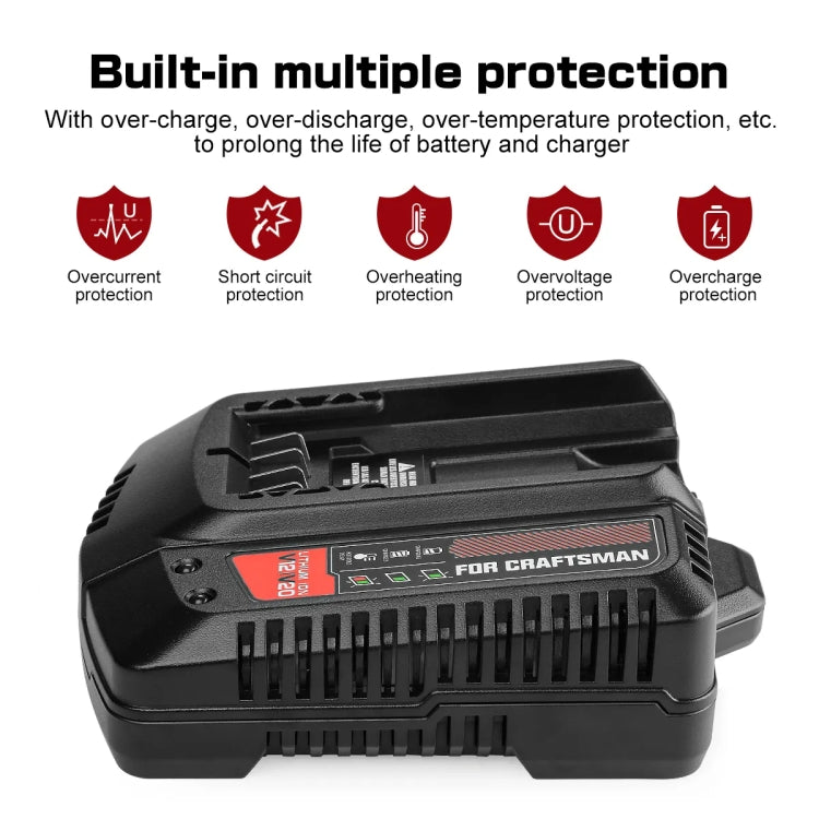 For Craftsman CMCB202 / CMCB204 / CMCB209 Electric Tool 20V Lithium Battery Charger, Plug: EU - Electric Saws & Accessories by buy2fix | Online Shopping UK | buy2fix