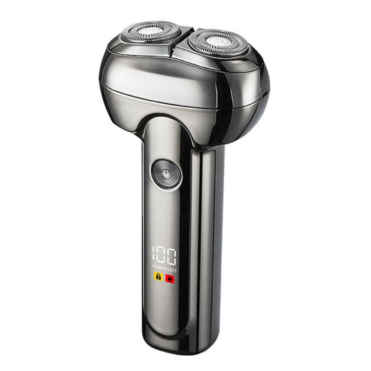 Men Electrical Shaver Portable Mini LED Digital Display Smart Shaving Razor(Bright Silver)