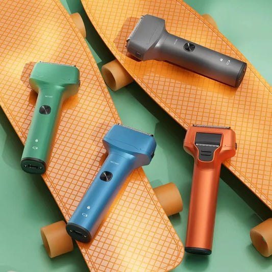 Men Reciprocating 3-Blade Rechargeable Shaver Washable Portable Beard Razor(Black) by buy2fix