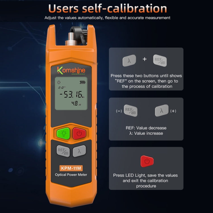 Komshine High Precision Optical Power Meter Mini Fiber Optic Light Attenuation Tester With LED, Specification: A-L/-70dBM to +6DBM - Fiber Optic Test Pen by Komshine | Online Shopping UK | buy2fix