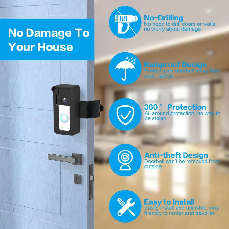 For Blink / Google Ring Doorbell Device Universal Door Overhead Bracket Anti-theft Adjustable by buy2fix