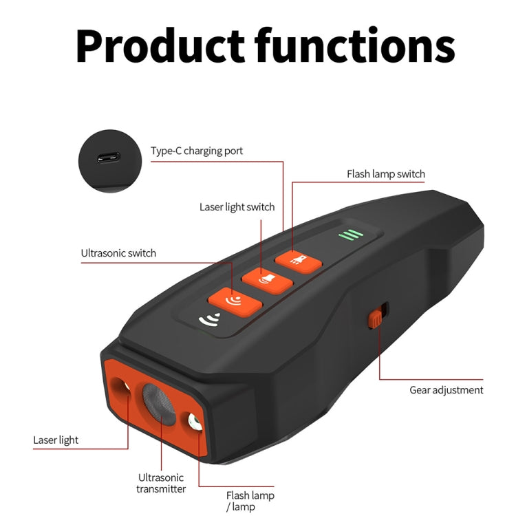 LED Flashing Light Handheld Ultrasonic Bark Arrester Frequency Conversion Dog Training Device(Black+Orange) - Training Aids by buy2fix | Online Shopping UK | buy2fix