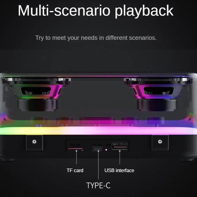 Wireless Bluetooth Speaker Subwoofer with Colorful Lights Supports U Disk(Black) - Desktop Speaker by buy2fix | Online Shopping UK | buy2fix