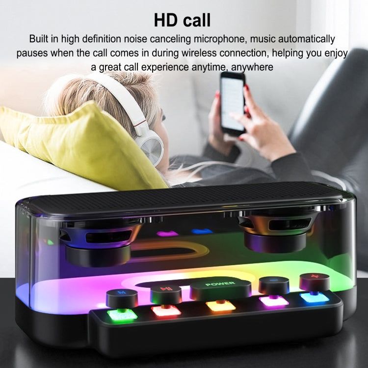 Wireless Bluetooth Speaker Subwoofer with Colorful Lights Supports U Disk(Black) - Desktop Speaker by buy2fix | Online Shopping UK | buy2fix