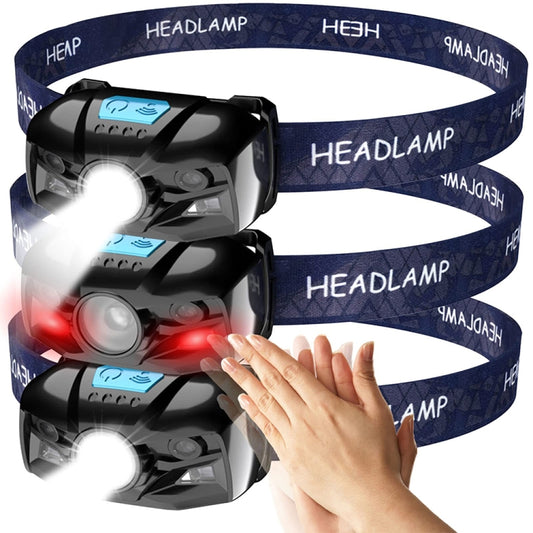 V38 USB Charging Induction Bright Headlight Outdoor Waterproof Lightweight Flashlight(Black) by buy2fix