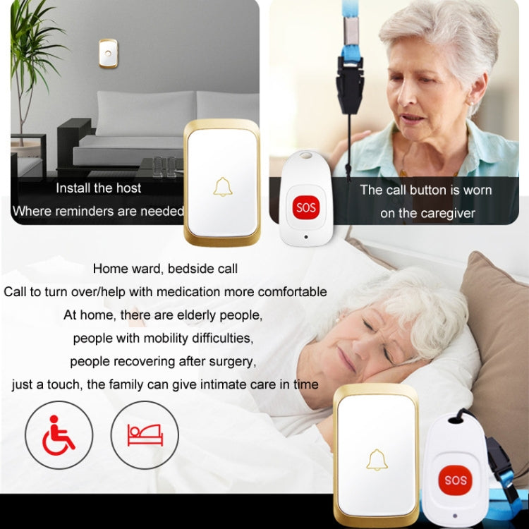 CACAZI C20 Two To Three Wireless Pager For The Elderly Home Care Waterproof Emergency Pager, EU Plug(Silver) - Wireless Doorbell by CACAZI | Online Shopping UK | buy2fix