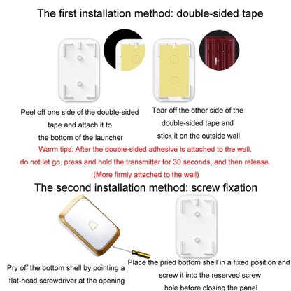 CACAZI C20 Two To Three Wireless Pager For The Elderly Home Care Waterproof Emergency Pager, EU Plug(Gold) - Wireless Doorbell by CACAZI | Online Shopping UK | buy2fix