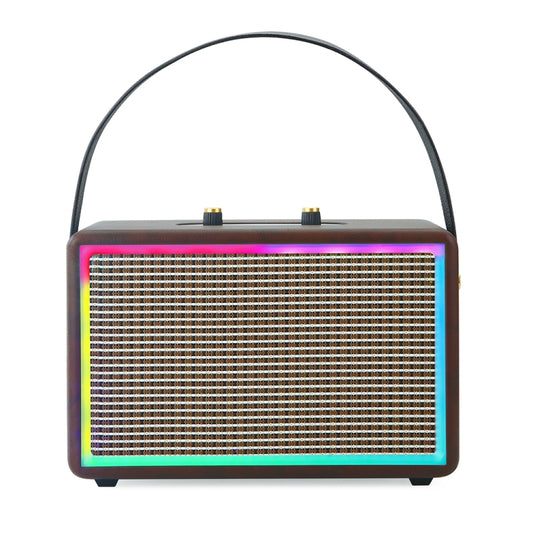 Leather Colorful Light Effect Karaoke Audio Retro Outdoor Bluetooth Speaker, Style: Single Speaker(Brown) - Desktop Speaker by buy2fix | Online Shopping UK | buy2fix