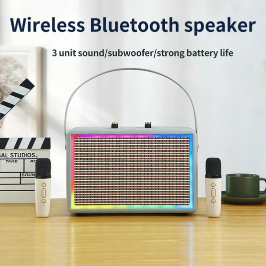 Leather Colorful Light Effect Karaoke Audio Retro Outdoor Bluetooth Speaker, Style: Single Speaker(Brown) by buy2fix
