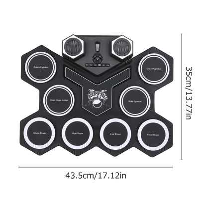 G6008 Desktop Drums With Sound Lithium Portable Drum Set Bluetooth Kids Practice Drum(Black) - Percussion Instruments by buy2fix | Online Shopping UK | buy2fix